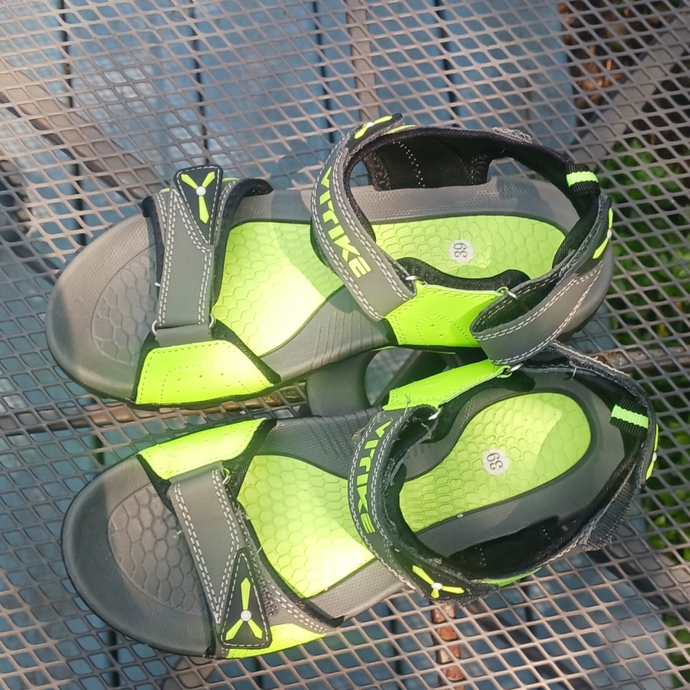 Green and Black Sandals with Cushioned Sole